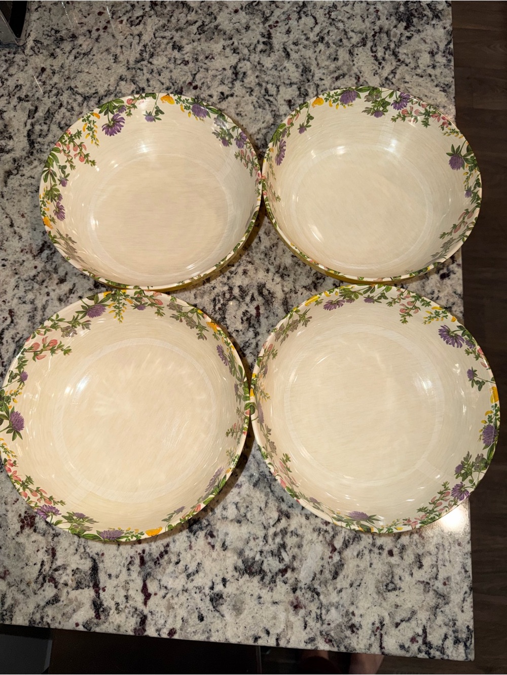 Farmhouse Rachel Ashwell Melamine 4 Salad Pasta Bowls 8"